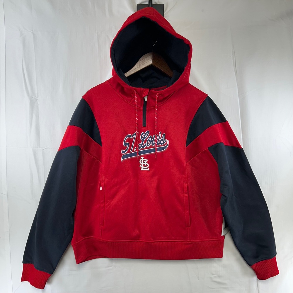 New Era St. Louis Cardinals Hoodie Womens XXL Red Navy Quarter Zip MLB Pullover